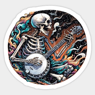 Skeleton Playing a Banjo Sticker